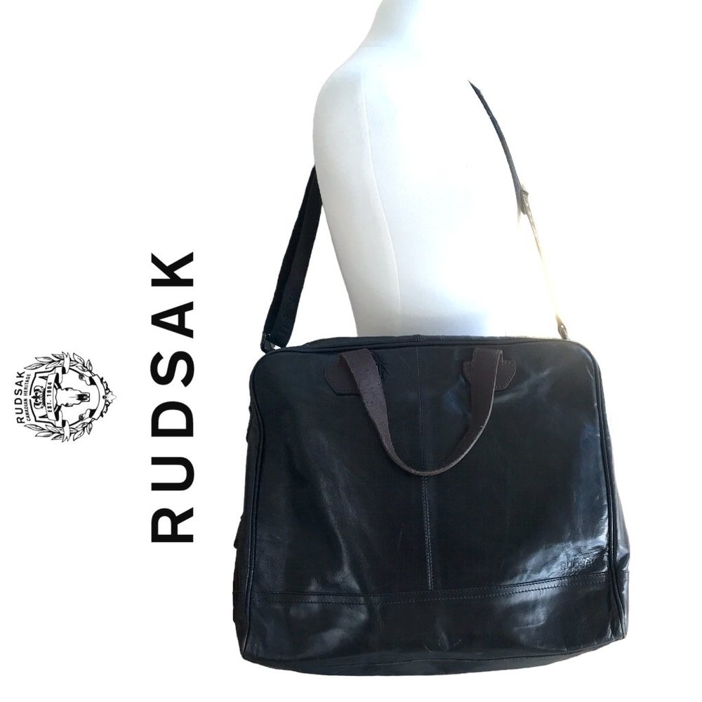 RUDSAK Black Brown GENUINE LEATHER Attaché Case Laptop Bag!